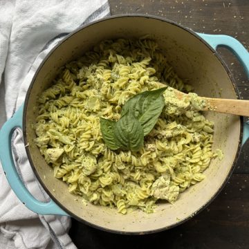 Gluten Free Chicken Pesto Pasta.