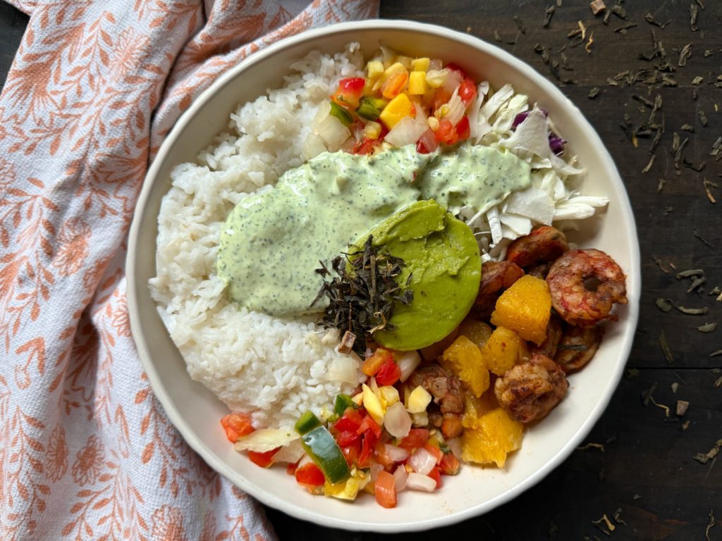 jerk shrimp pineapple bowls
